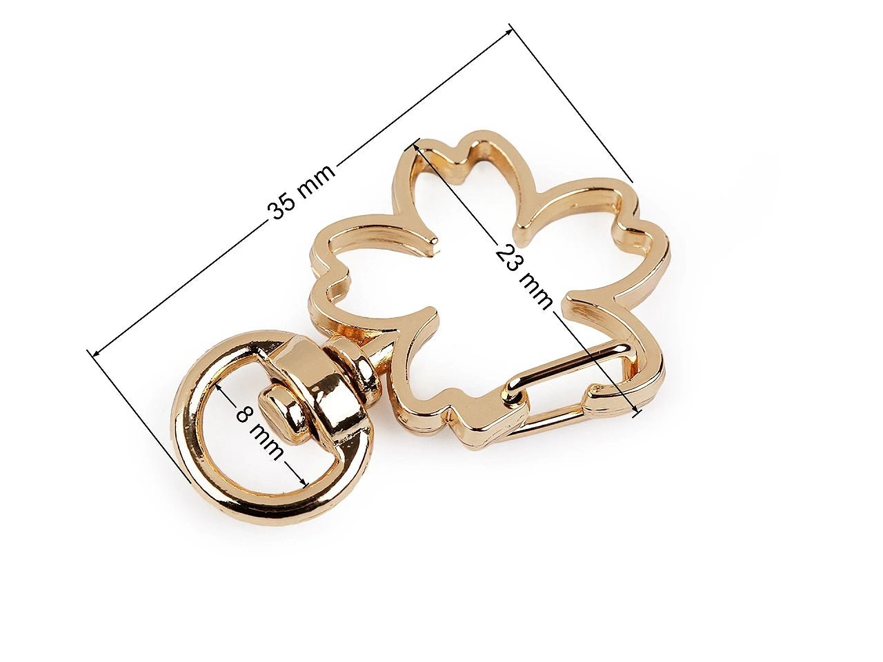 Image of metal carabiner "Four-Leaf Clover", 8 mm, 2 pcs. set – available at Charlotte's Fabrics