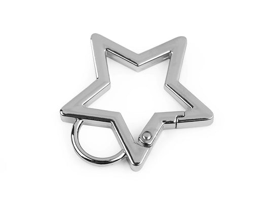 Image of a star-shaped metal carabiner – 12 mm|in assorted shades – available at Charlotte's Fabrics