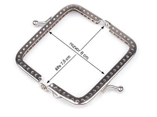 Image of a metal purse frame for sewing, 7.5 × 8 cm – available at Šarlotes audumi