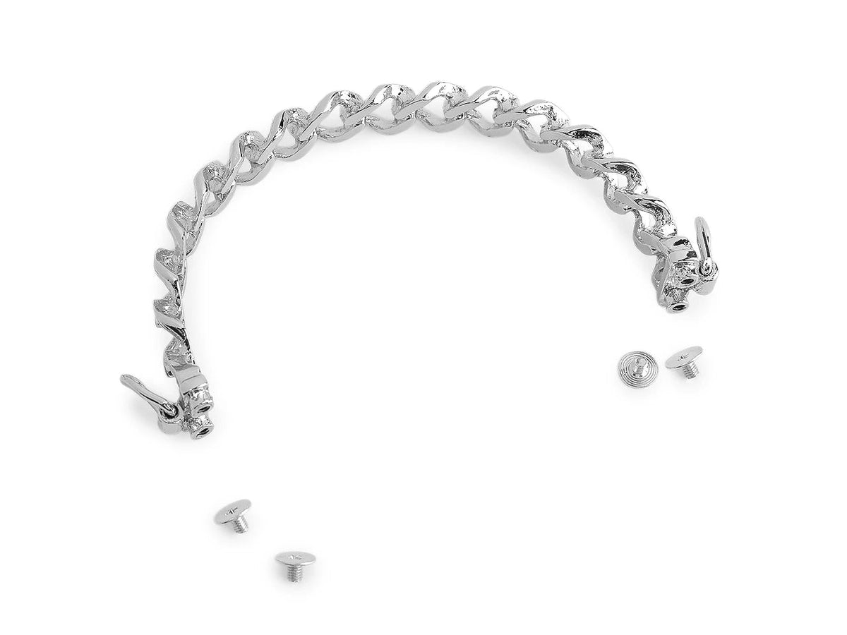 Zdjęcie metalowego uchwytu do torby – przykręcanego, 11,5 × 5 cm – dostępnego online w Šarlotes audumi