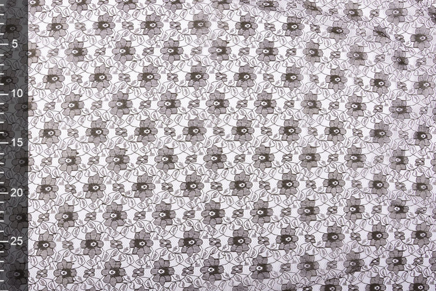 Image of fine lace fabric - chocolate brown flowers 75 g/m² – available at Šarlotes audumi