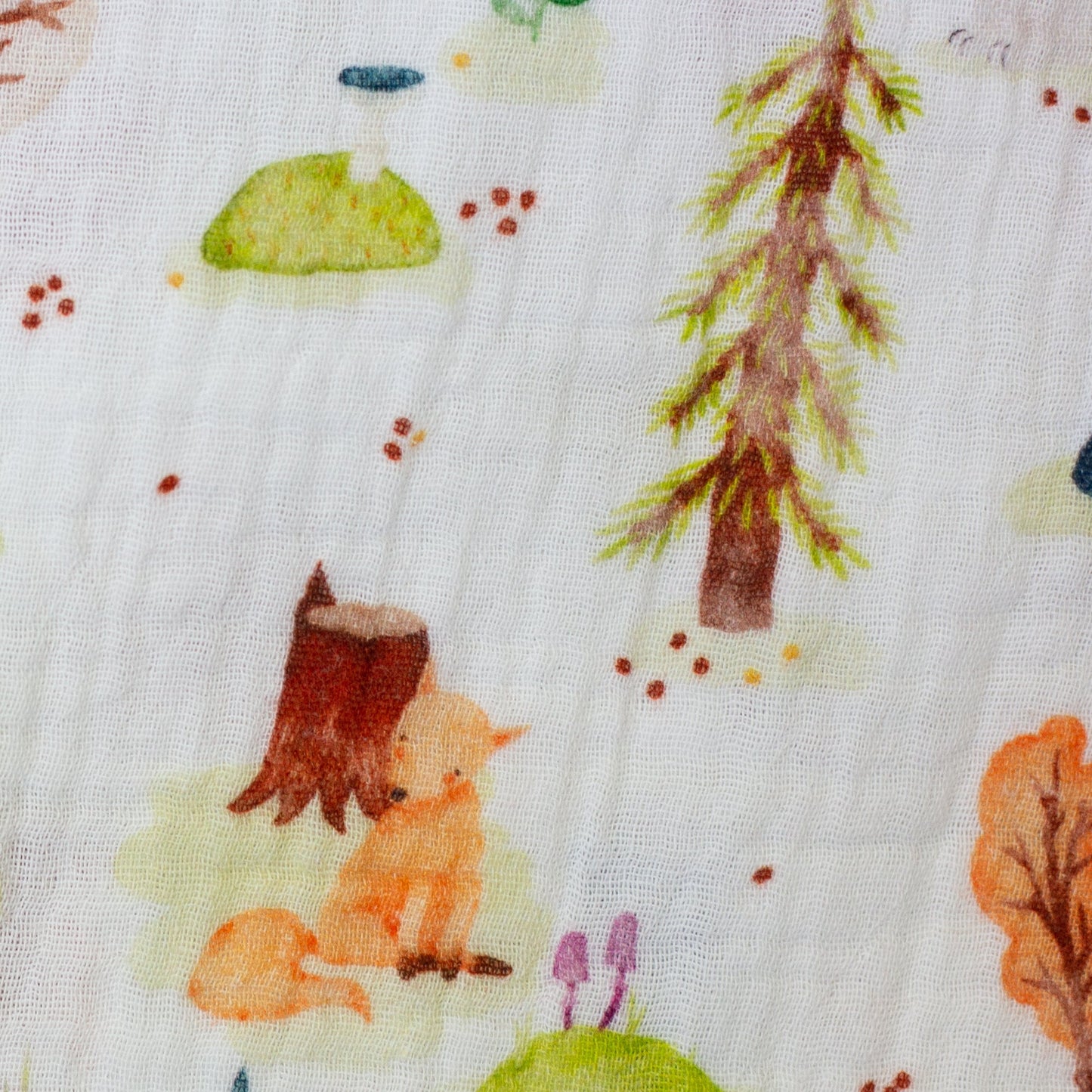 muslin - bear with a fox in the forest 130 g/m²