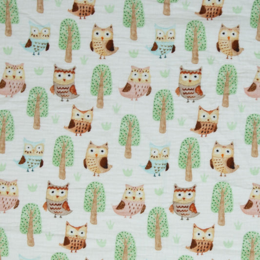 Muslin - owls 130 g/m²