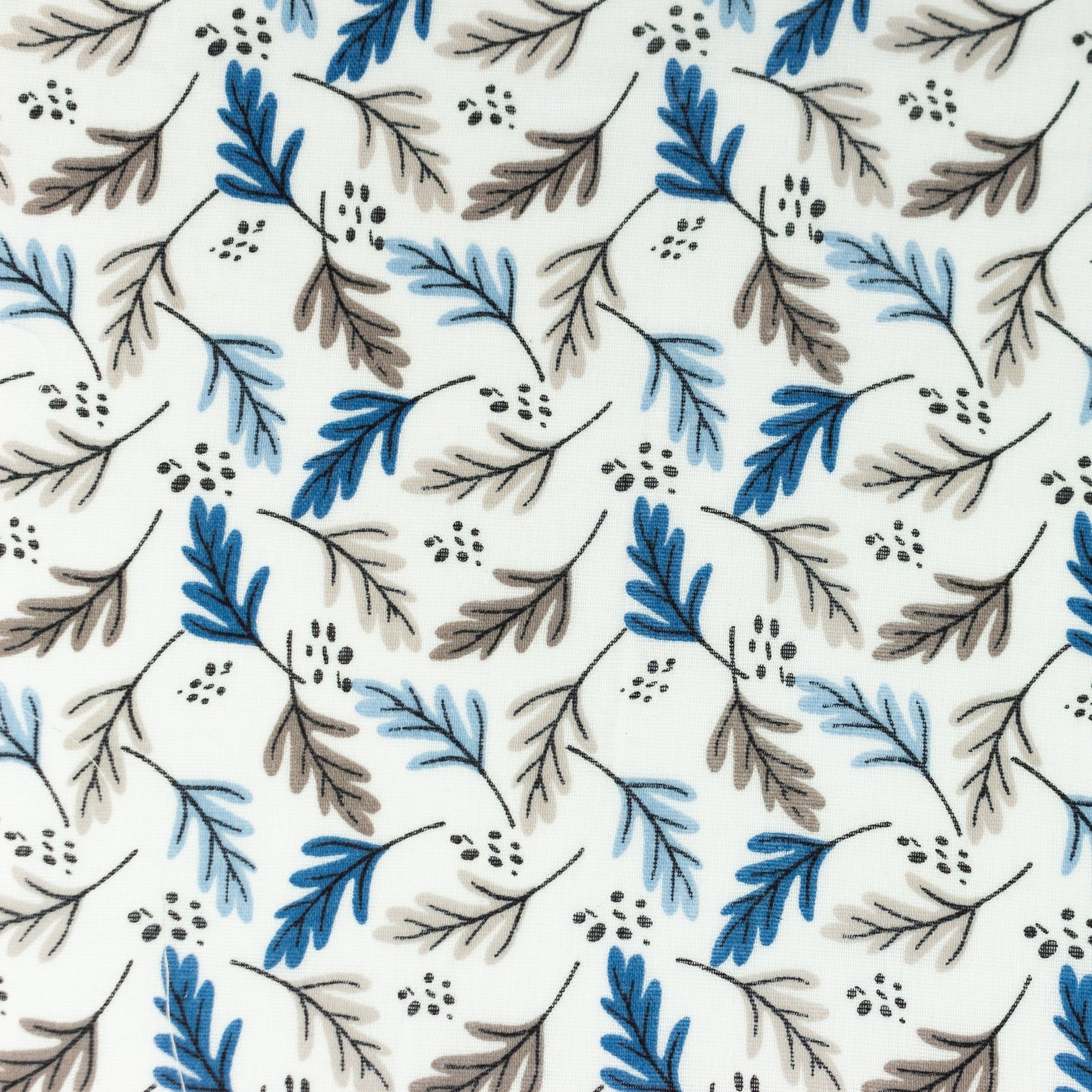 Muslin - blue oak leaves 140 g/m²