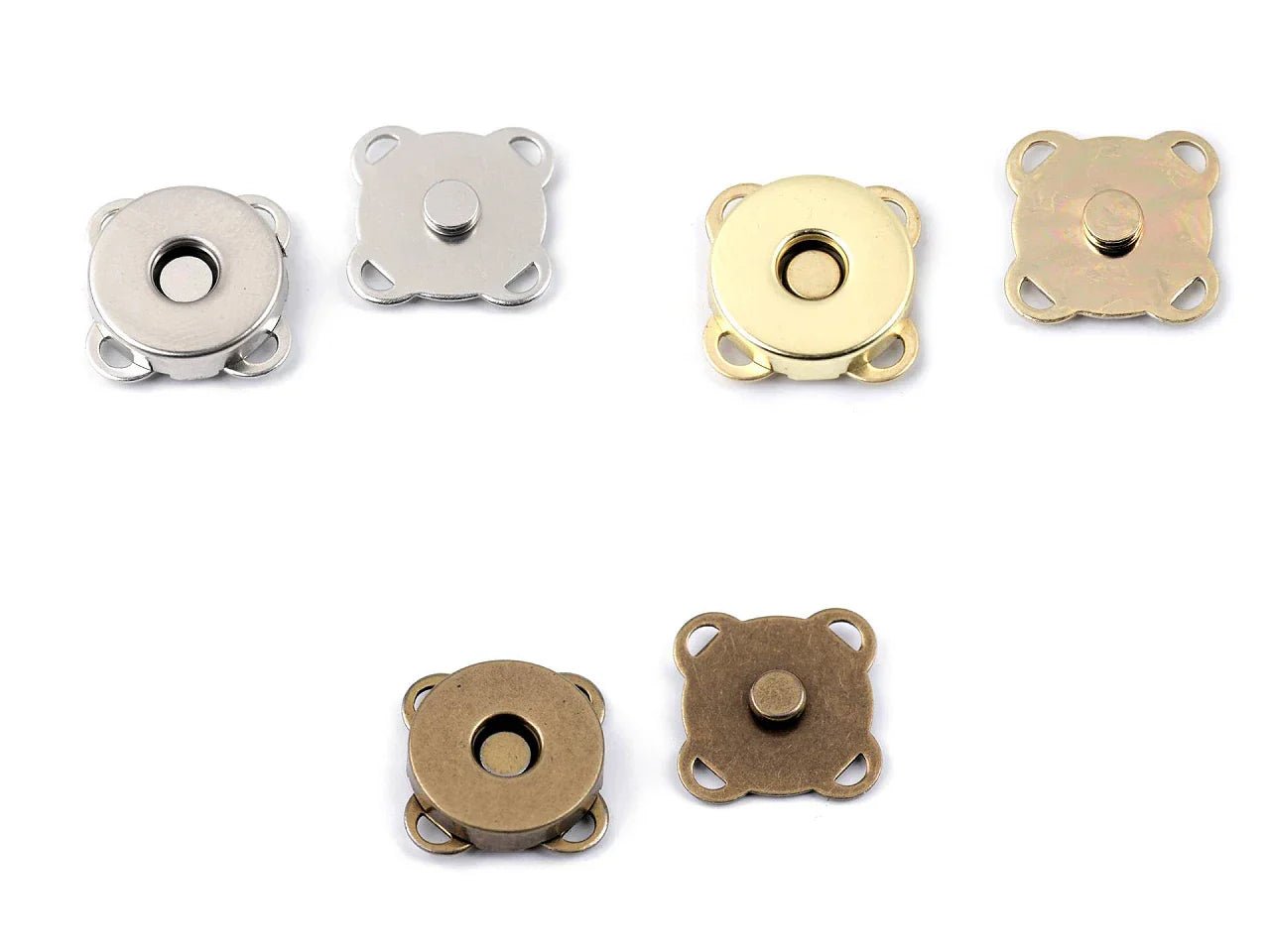Sew-on magnetic clasp Ø14 mm-antique (set of 5)