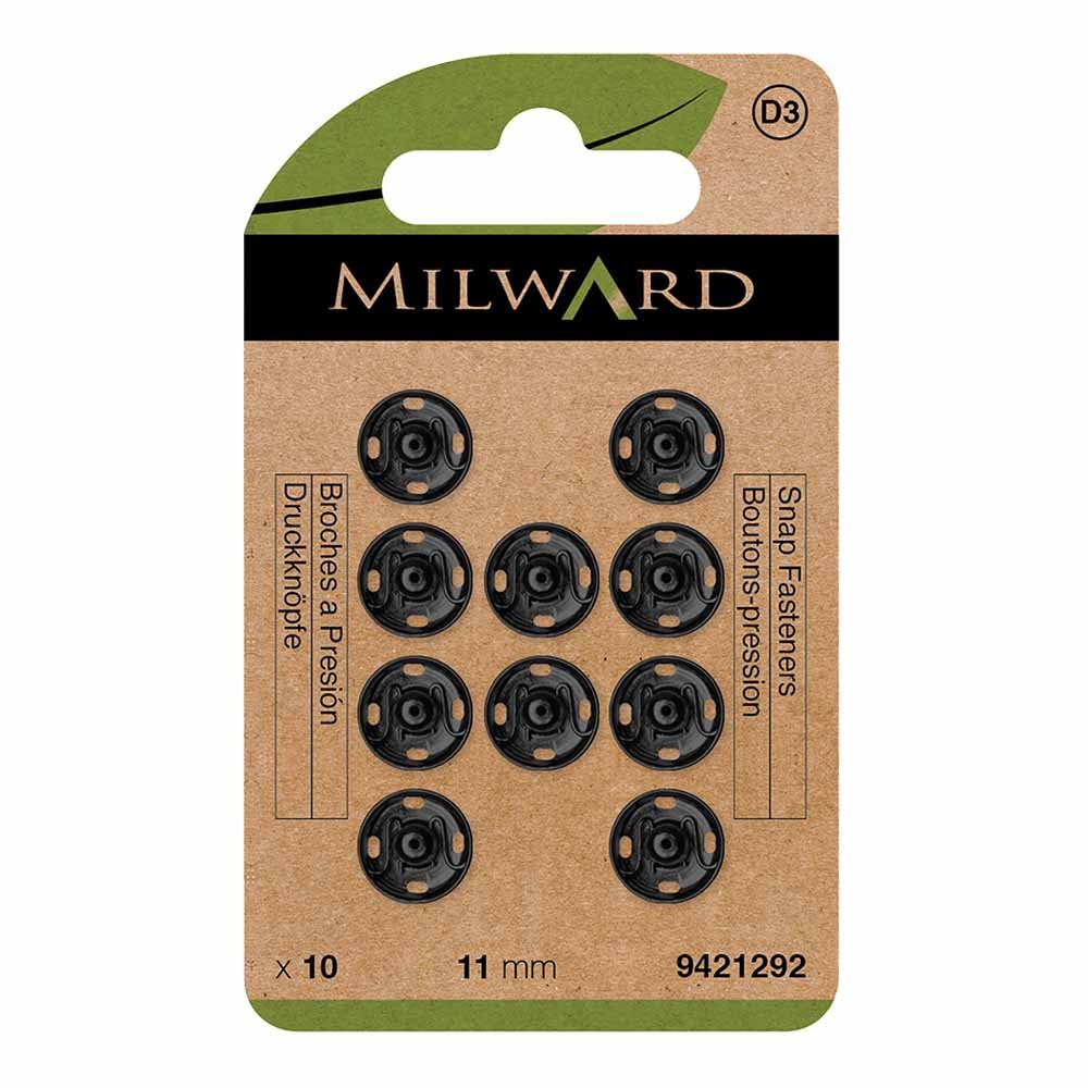 Sew-on snap fasteners Ø11 mm Milward - black