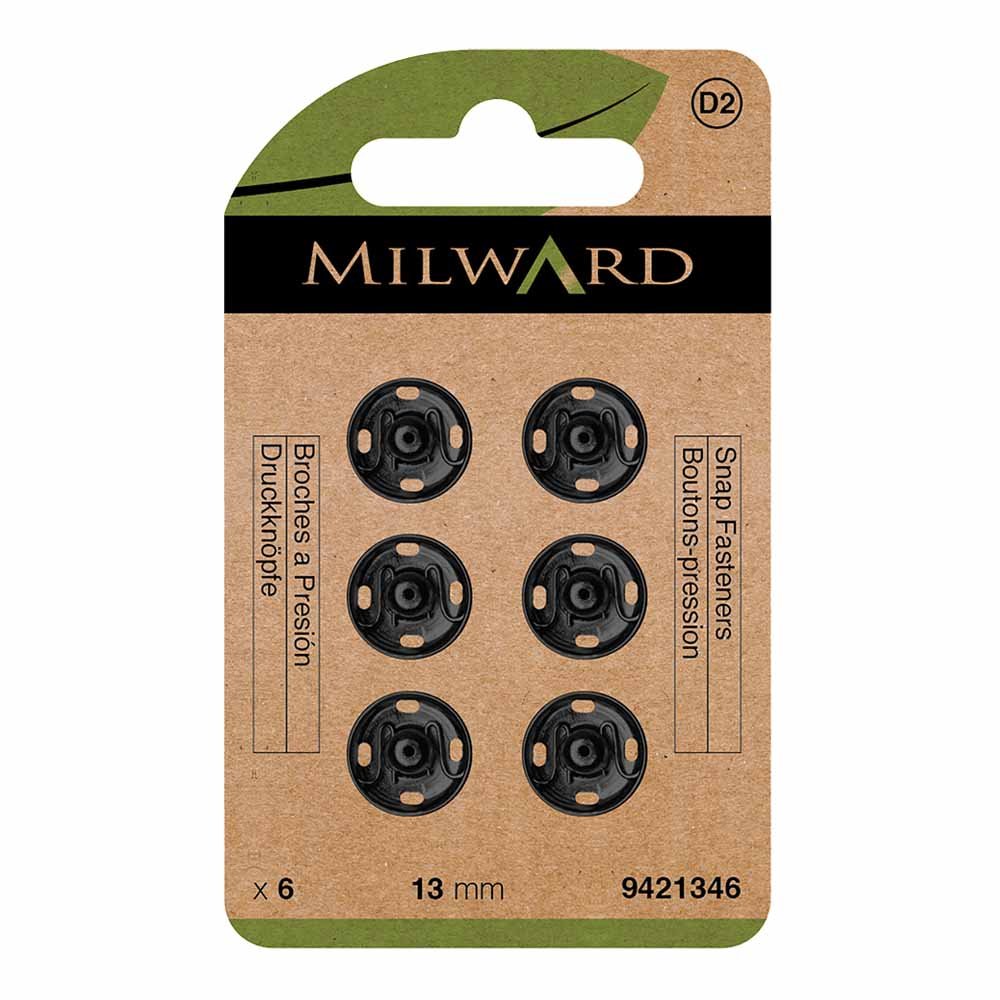 Sew-on snap fasteners Ø13 mm Milward - black