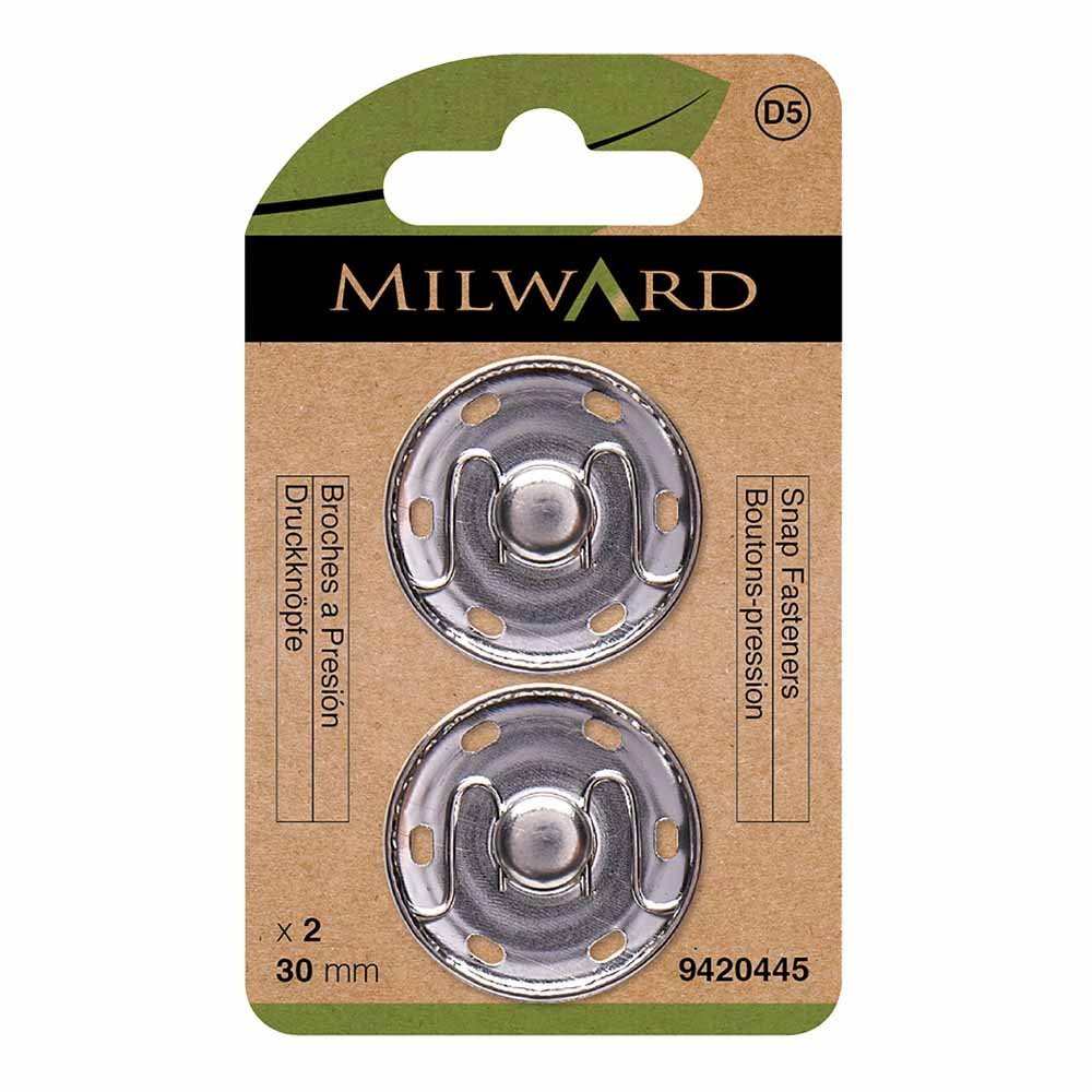 Sew-on snap fasteners Ø30 mm Milward - silver