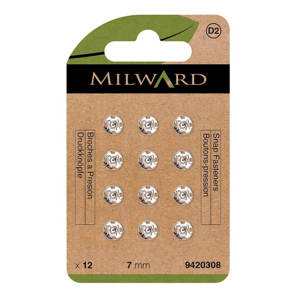 Sew-on snap buttons Ø7 mm Milward - silver