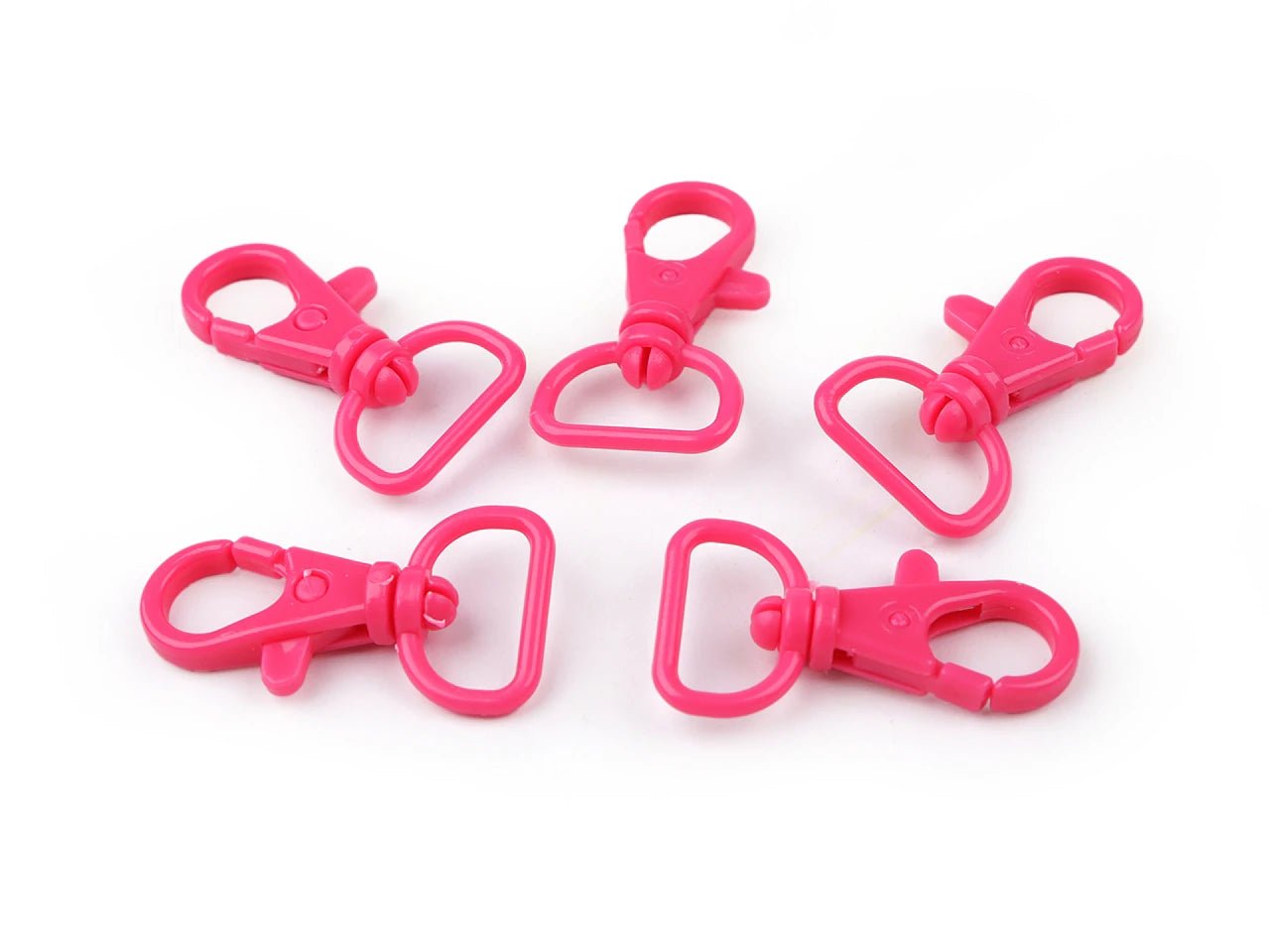 Image of plastic carabiners with swivel mechanism – 17 mm, 5 pcs | assorted shades – available at Šarlotes audumi