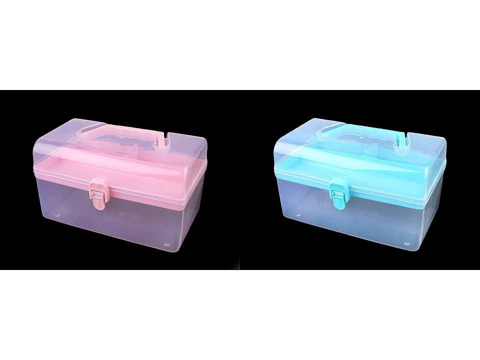 Plastic box with handle for handicrafts