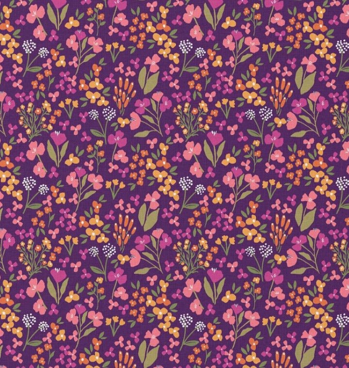 Image of premium 100% cotton fabric - lilac tiny flowers 115 g/m² – available at Šarlotes Audumi