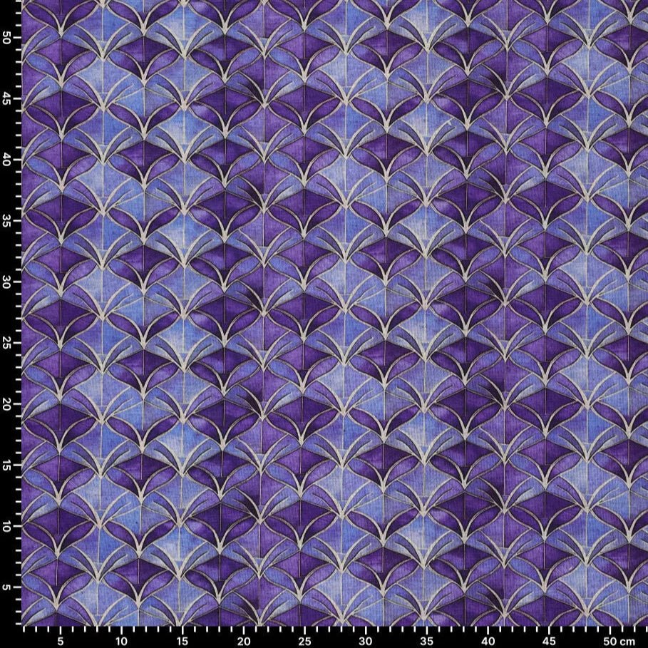 Punta di Roma knit fabric - purple abstract pattern 240 g/m²