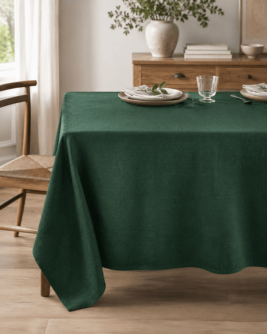 Image of coarse linen fabric – dark green, 280 g/m² – available online at Šarlotes audumi