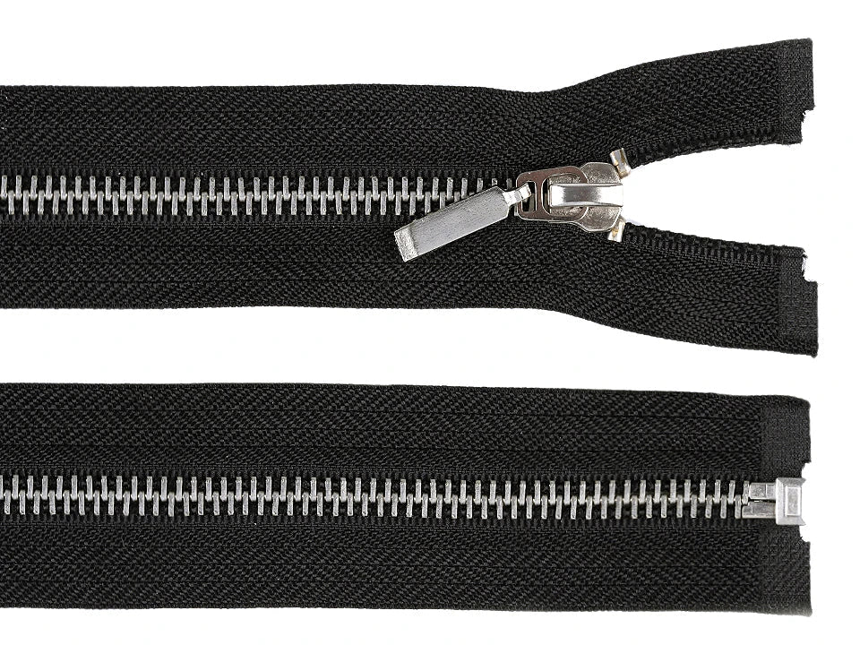 Separating metal zipper - black silver