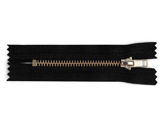 Metal closed zipper - black with gold
