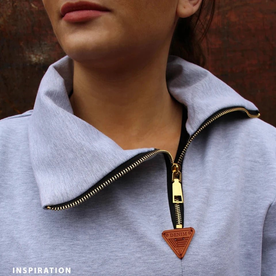 Closed metal zipper - black with gold