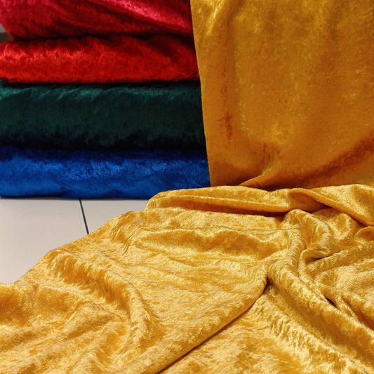 Velvet with crinkle effect - gold 160 g/m²