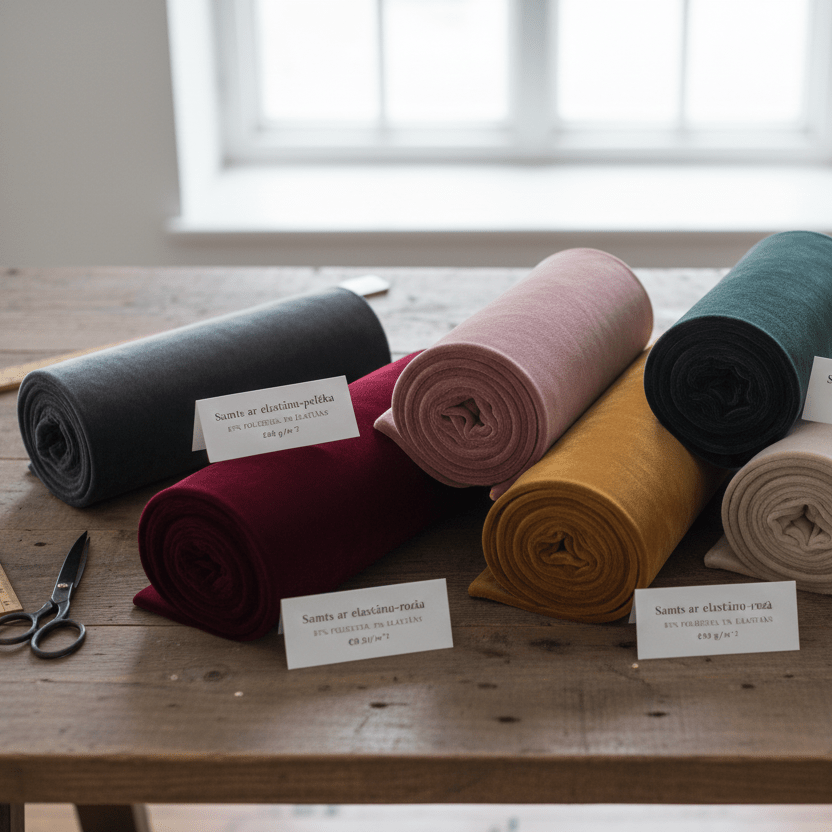 Image of velvet with elastane - black 240 g/m² – available at Šarlotes audumi