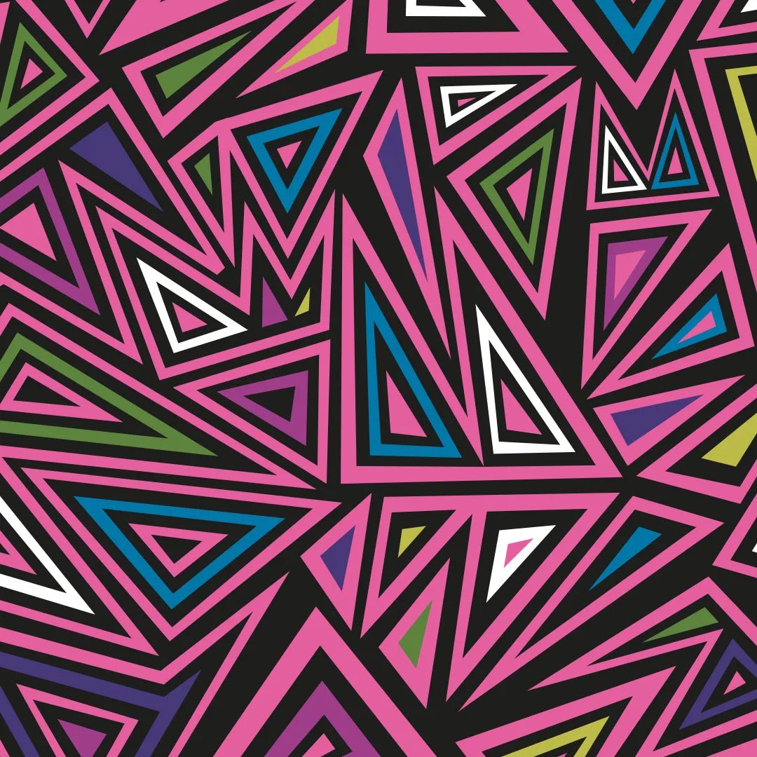 Softshell fabric with elastane - fuchsia triangle pattern 310 g/m²