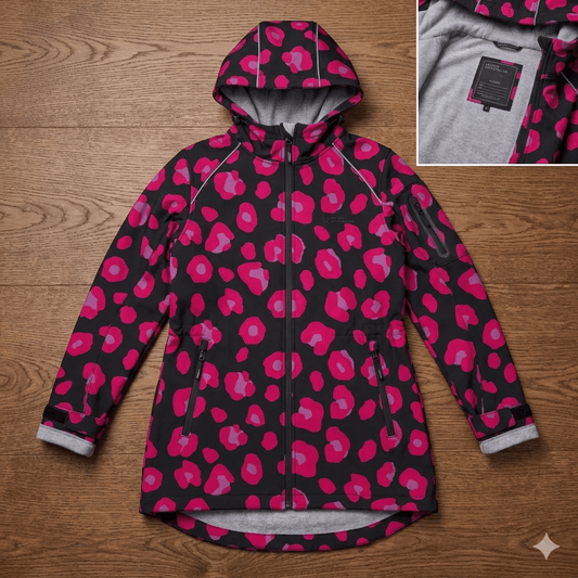 Image with Softshell fabric - fuchsia leopard 310 g/m² – available at Šarlotes audumi