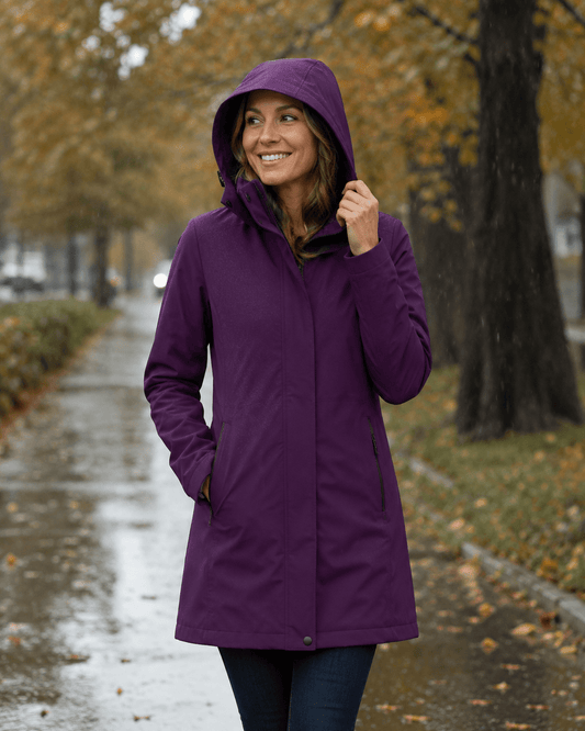 Zdjęcie wodoodpornej tkaniny softshell, fioletowej – dostępnej online w Šarlotes audumi