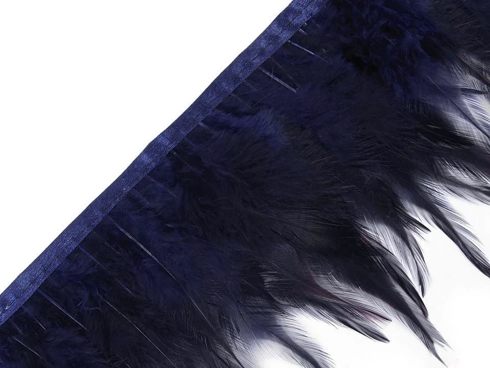 Feather ribbon (rooster) 12 - 17cm wide - dark blue