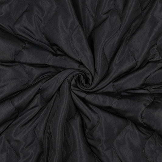 Image of quilted fabric “Zig Zag” – black 230 g/m² – available at Šarlotes audumi