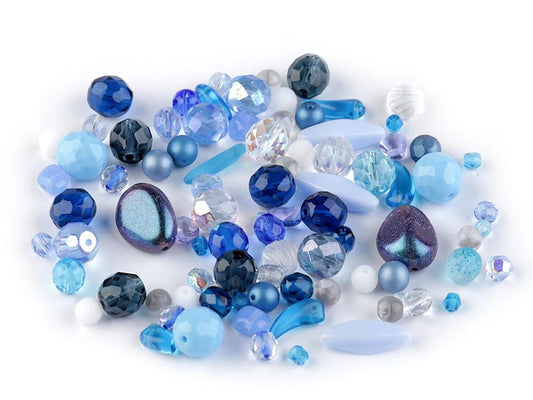 Glass bead mix, Ø3 - 20 mm, assorted sizes, 50 g - assorted color options