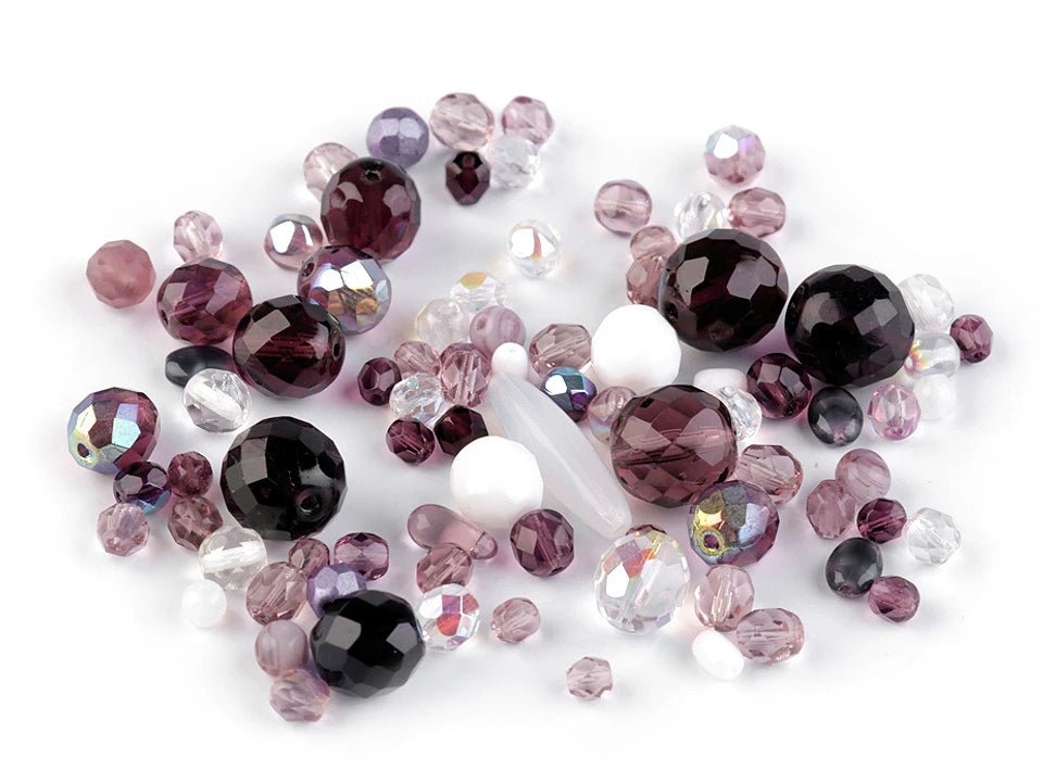 Glass bead mix, Ø3 - 20 mm, various sizes, 50 g - assorted color options