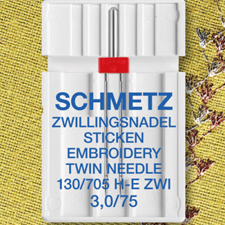 alt
Image with SCHMETZ EMBROIDERY TWIN NEEDLE ZWI sewing machine needles for double stitching - No. 3/75 (1 pc.) – available at Šarlotes audumi
