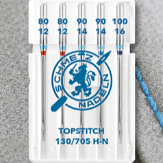 Sewing machine needles for decorative stitches SCHMETZ TOPSTITCH NEEDLES - No. 80/90/100 (5 pcs.)