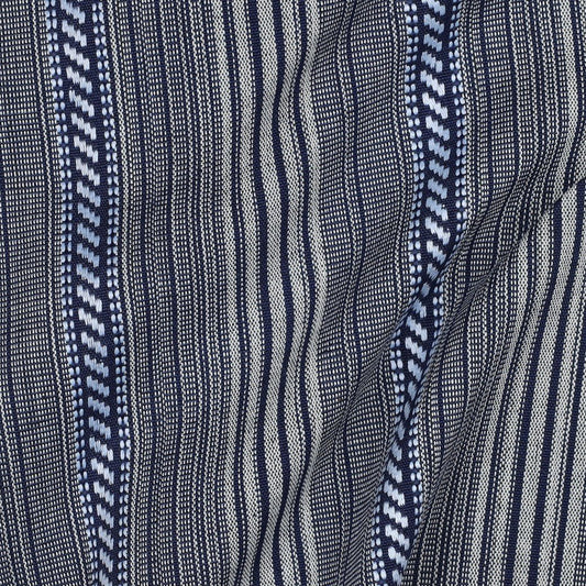 Image of folk-pattern fabric - dark blue tones 200 g/m² – available at Šarlotes audumi