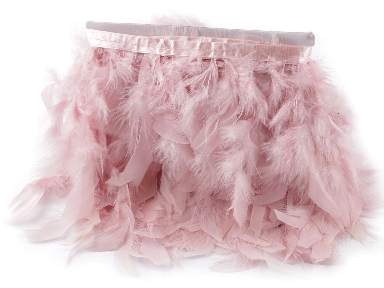turkey feather trim ribbon - powder pink (50 cm pack)