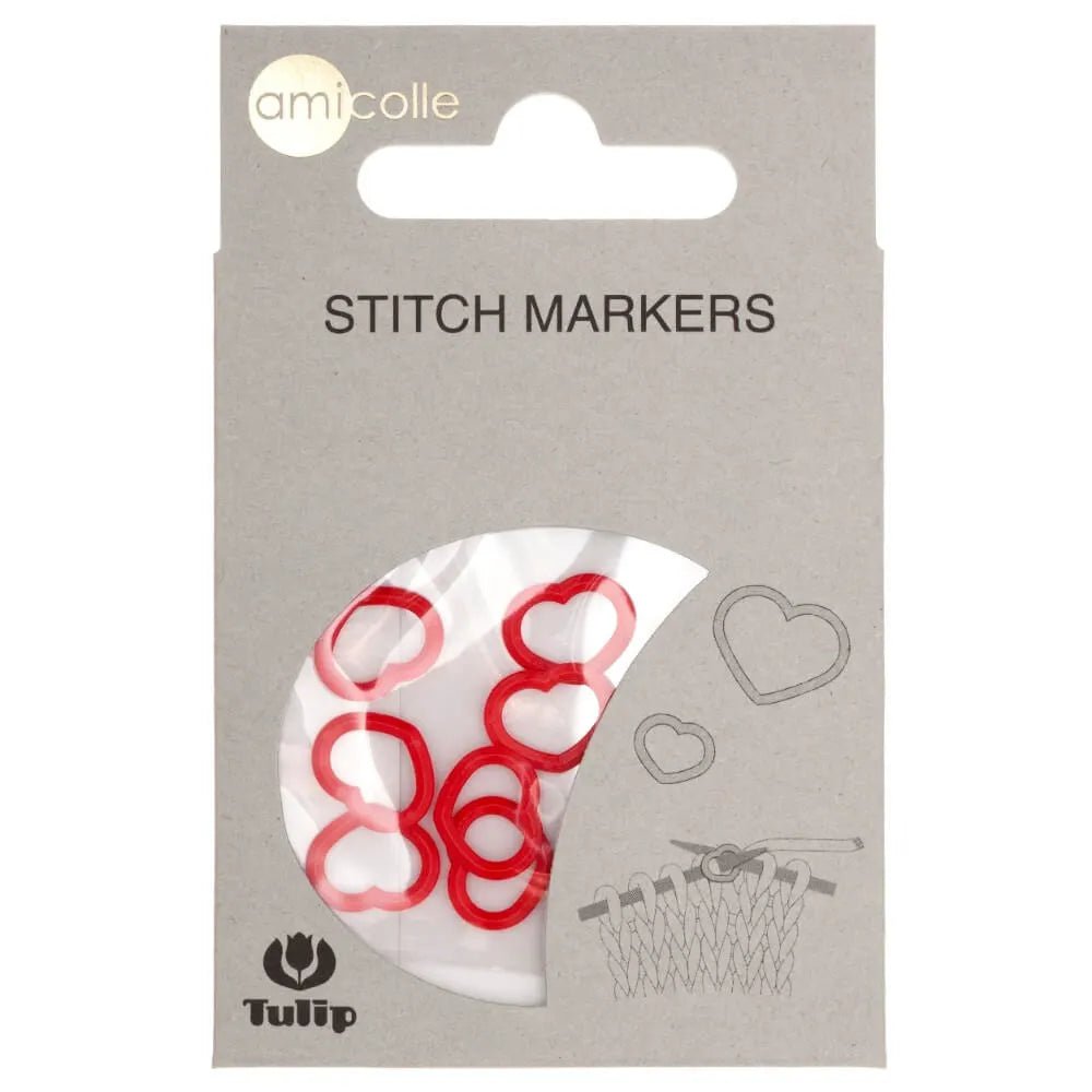 Image of Tulip stitch markers | Heart shape | M size | Red | 7 pcs – available at Šarlotes audumi