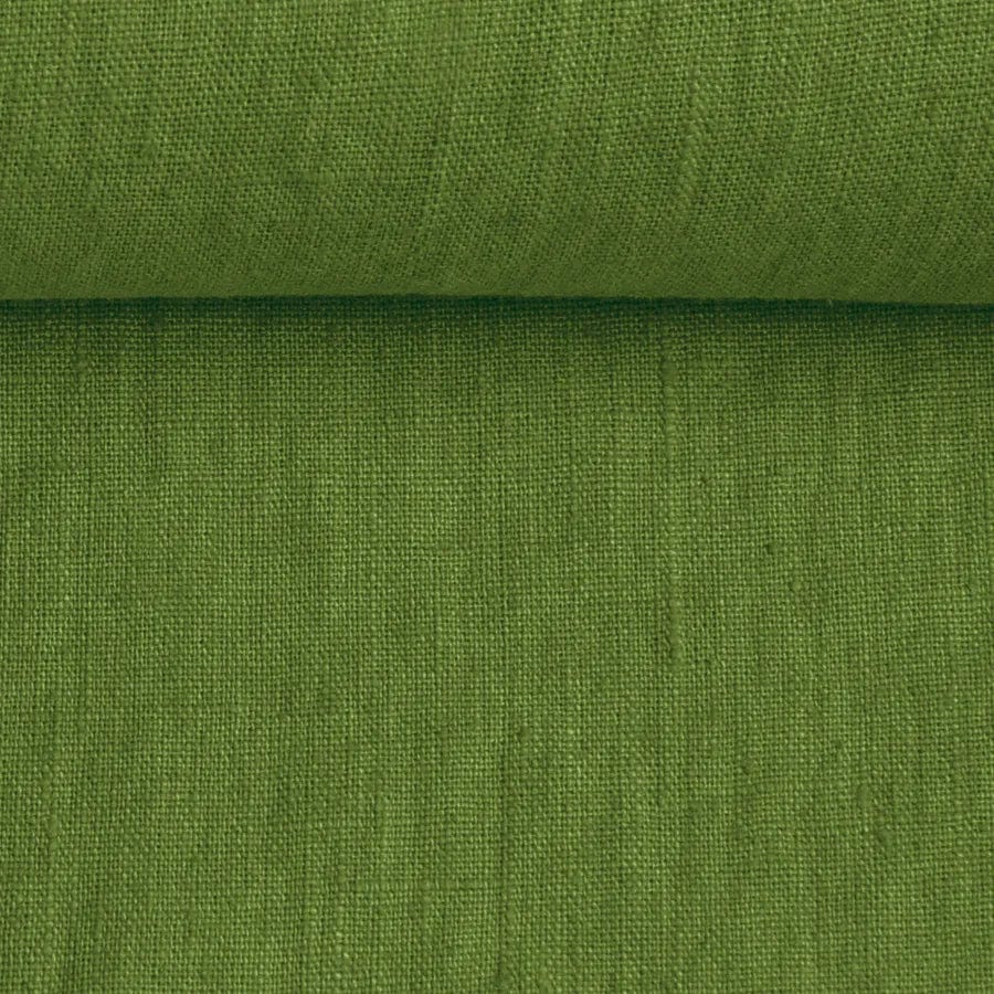 100% softened linen, warm green 205 g/m²