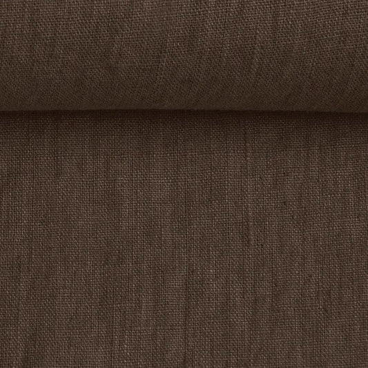 100% Softened linen - chocolate brown 205 g/m²