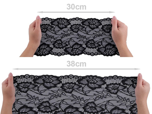 Elastic polyester lace - 18.5 cm white