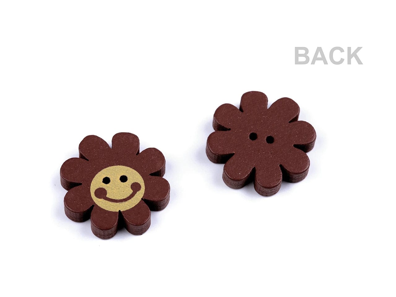Wooden buttons 22 mm - smiling flower
