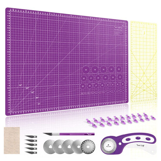 Set: cutting mat with accessories 60x45 cm - lilac