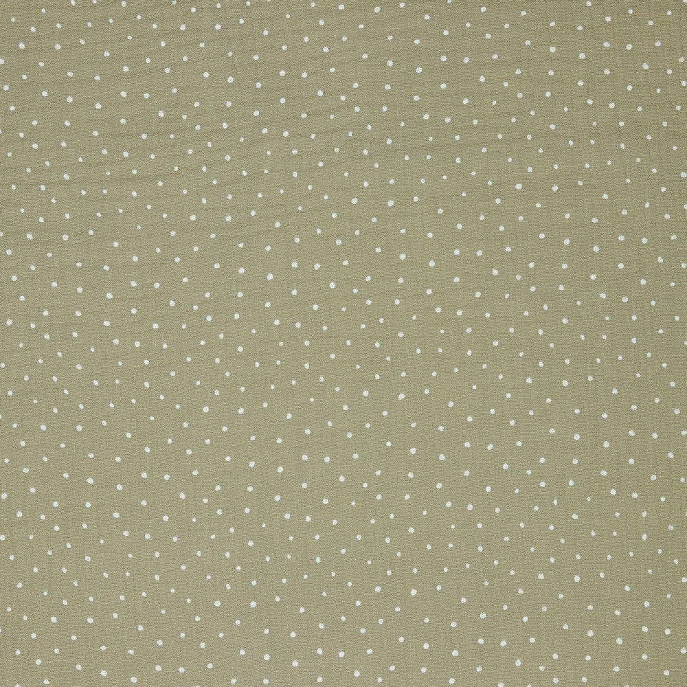 Muslin with dots on a beige background 125 g/m²