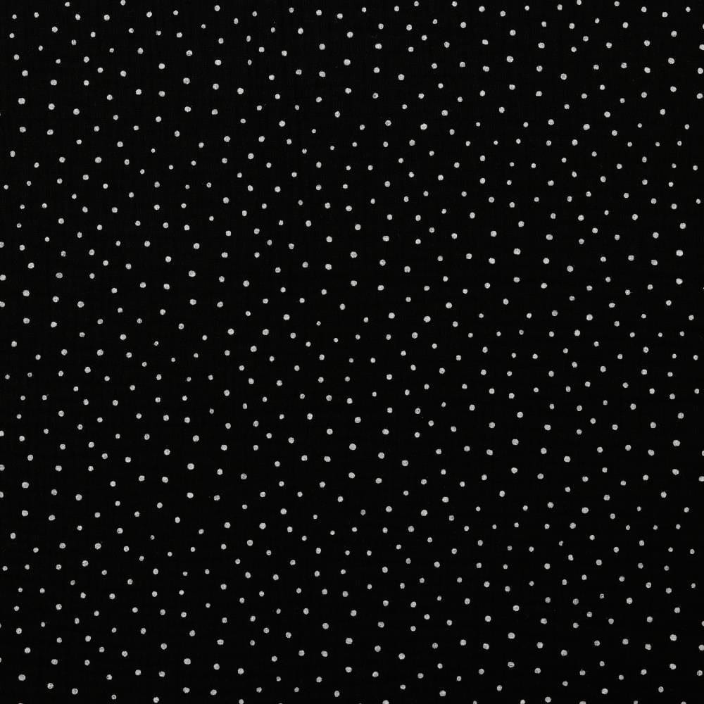 Polka-dot muslin on a black background 125 g/m²