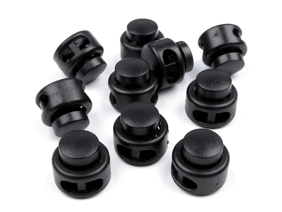 plastic cord stopper with 2 holes 13x15 mm-black