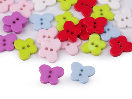 Plastic buttons 13 x 16 mm - pink butterfly