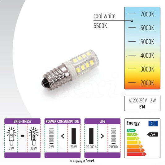 Sewing machine bulb-LED E14 2W 230V white light