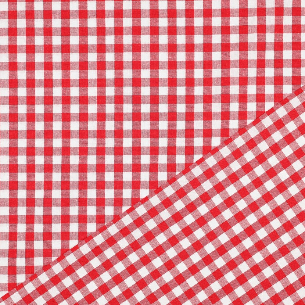 Premium 100% cotton fabric - red plaid 110 g/m²