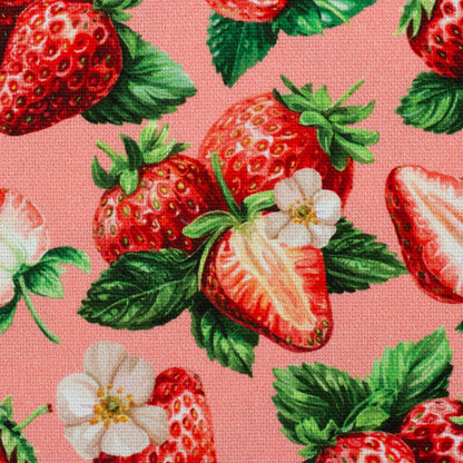 Canvas fabric - strawberries 230 g/m²