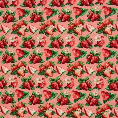 Canvas fabric - strawberries 230 g/m²