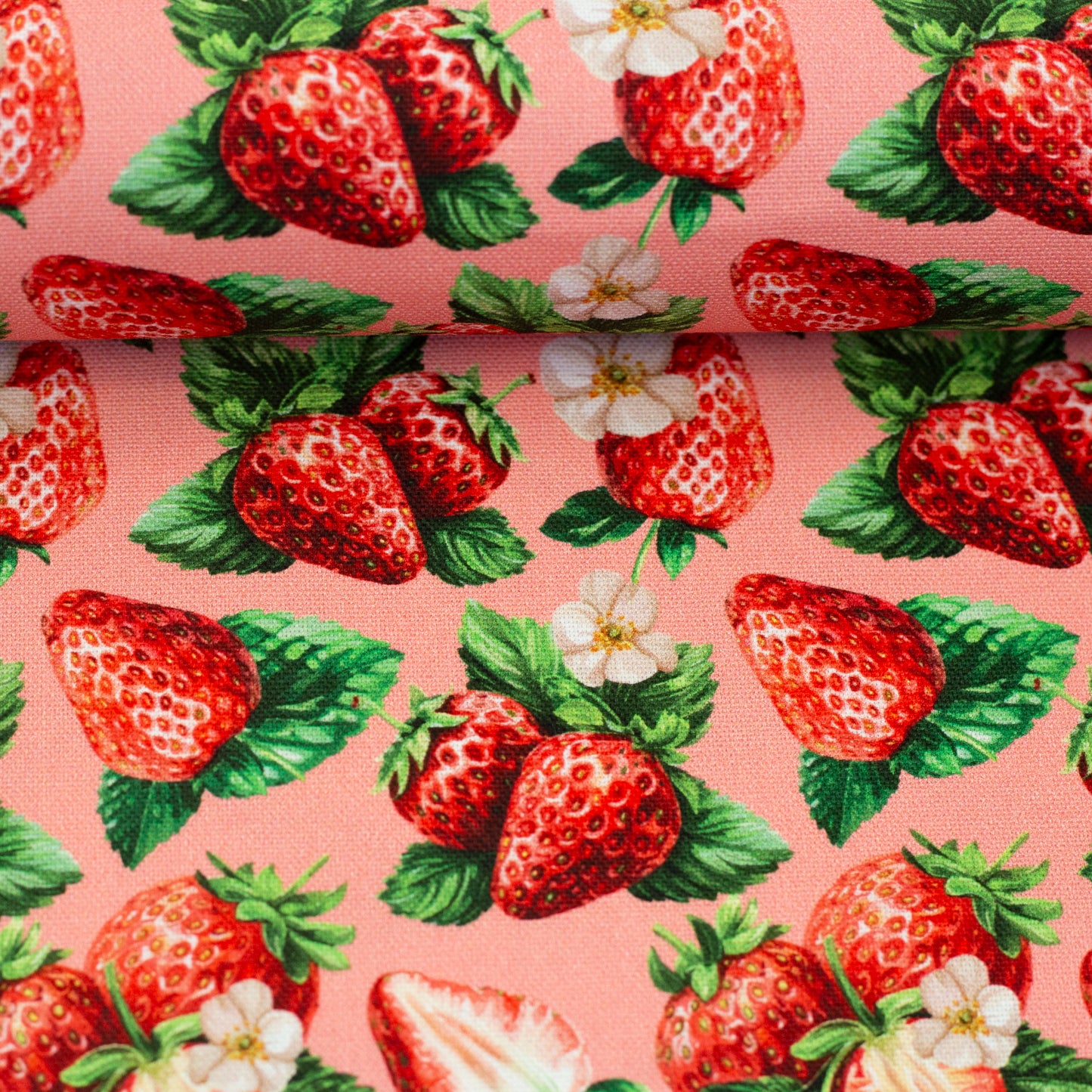 Canvas fabric - strawberries 230 g/m²