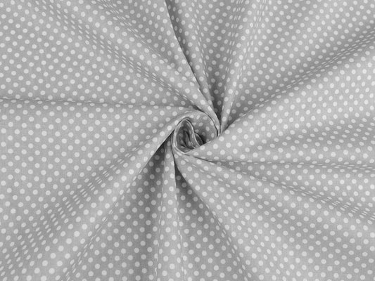 100% Cotton fabric - white polka dots on a gray background (4 mm) 125 g/m²